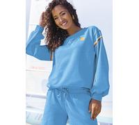 Sweatshirt BENCH., Damen, Gr. 44/46, blau, Sweatware, Obermaterial: 60% Baumwolle, 40% Polyester, bedruckt, unifarben, bequem hüftlang, Rundhals, weit Rippbündchen, Sweatshirts Sweatshirt, mit modisch