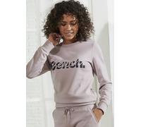 Sweatshirt BENCH. LOUNGEWEAR, Damen, Gr. 48/50, rosa (rauchrosa), Interlock, Obermaterial: 60% Baumwolle, 40% Polyester, bestickt, unifarben, Basic, bequem hüftlang, Rundhals, Rippbündchen, Sweatshirt