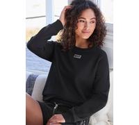 Sweatshirt BENCH. LOUNGEWEAR, Damen, Gr. 48/50, schwarz, Sweatware, Obermaterial: 60% Baumwolle, 40% Polyester, unifarben, bequem hüftlang, Rundhals, Rippbündchen, Sweatshirts Sweatshirt, mit kleinem 