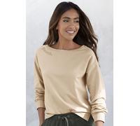 Sweatshirt BENCH. LOUNGEWEAR, Damen, Gr. 52/54, beige, angeraute Sweatware, Obermaterial: 95% Baumwolle, 5% Elasthan, unifarben, Basic, Sweatshirts, mit gerafften Ärmelbündchen, Loungeanzug (56532200-