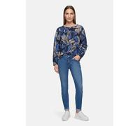 Sweatshirt BETTY BARCLAY "Damen mit Kordelzug", Damen, Gr. 40, blau (blau, beige), Steppware, Obermaterial: 53% Polyester, 44% Viskose, 3% Elasthan, lässig geschnitten normal, U-Boot-Ausschnitt, Sweat