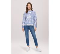 Sweatshirt BETTY BARCLAY "Damen mit Stehkragen", Damen, Gr. 46, blau (blau, beige), Plüsch, Obermaterial: 60% Polyamid, 40% Viskose, gerade normal, Sweatshirts Sweatshirt (47130468-46) blau, beige