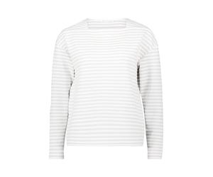 Sweatshirt BETTY & CO "Damen mit U-Boot-Ausschnitt", Damen, Gr. 46, weiß (grau, weiß), Steppware, Obermaterial: 49% Baumwolle, 42% Polyester, 6% Viskose, 3% Elasthan, gerade normal, eckiger Ausschnitt