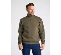 Sweatshirt BISON "Troyer Comfort Fit", Herren, Gr. XL, grün (dk grün), Obermaterial: 83% Baumwolle, 14% Polyester, 3% Elasthan, unifarben, bequem, Sweatshirts Sweatshirt (57164761-XL) dk grün