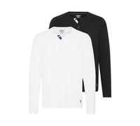 Sweatshirt BLEND "Langarmshirt BHMBHOLLIE", Herren, Gr. S, schwarz (schwarz, weiß), Obermaterial: 50% Baumwolle CO. 50% Polyester PES., Sweatshirts Sweatshirt (16054827-S) schwarz, weiß
