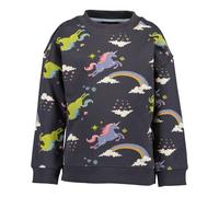 Sweatshirt BLUE SEVEN, Mädchen, Gr. 116, grau (dunkelgrau), Sweatware, Obermaterial: 95% Baumwolle, 5% Elasthan, bedruckt, regular fit normal, Rundhals, Rippbündchen, Sweatshirts Sweatshirt (88869505-