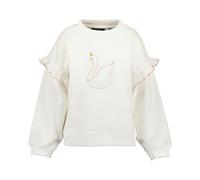 Sweatshirt BLUE SEVEN, Mädchen, Gr. 128, weiß (sanftes weiß), Sweatware, Obermaterial: 95% Baumwolle, 5% Elasthan, unifarben, regular fit normal, Rundhals, Rippbündchen, Sweatshirts, mit süßer Sticker