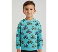 Sweatshirt BLUE SEVEN, Jungen, Gr. 122, lagune, Sweatware, Obermaterial: 100% Baumwolle, bedruckt, Basic normal, Rundhals, Rippbündchen, Sweatshirts Sweatshirt (78825445-122) lagune