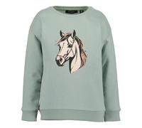 Sweatshirt BLUE SEVEN, Mädchen, Gr. 104, aqua, Sweatware, Obermaterial: 100% Baumwolle, bedruckt, regular fit normal, Rundhals, Sweatshirts Sweatshirt, mit hochwertigem Pferdemotiv mit Pailletten (766