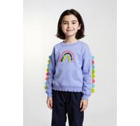 Sweatshirt BLUE SEVEN, Mädchen, Gr. 116, lila, Sweatware, Obermaterial: 95% Baumwolle, 5% Elasthan, bedruckt, regular fit normal, Rundhals, Rippbündchen, Sweatshirts Sweatshirt (40925459-116) lila
