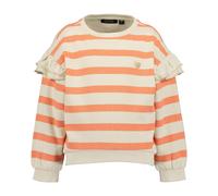 Sweatshirt BLUE SEVEN, Mädchen, Gr. 116, pink (melone), angeraute Sweatware, Obermaterial: 100% Baumwolle, geringelt, gestreift, regular fit taillenlang, Rundhals, Rippbündchen, Sweatshirts, mit tolle
