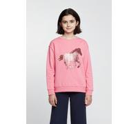 Sweatshirt BLUE SEVEN, Mädchen, Gr. 122, azalee, Sweatware, Obermaterial: 100% Baumwolle, bedruckt, regular fit normal, Rundhals, Sweatshirts Sweatshirt, mit hochwertigem Pferdemotiv mit Pailletten (4