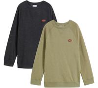 Sweatshirt BONPRIX, Damen, Gr. 36/38 (S), schwarz (schwarz, oliv meliert), Sweatware, Obermaterial: 60% Baumwolle, 40% Polyester, meliert, bequem hüftbedeckend, Rundhals, Bündchen, Sweatshirts Sweatsh