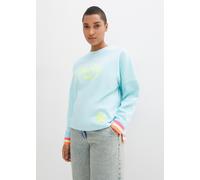 Sweatshirt BONPRIX, Damen, Gr. 40/42 (M), polarmint bedruckt, Sweatware, Obermaterial: 100% Baumwolle, kontrastfarbene Details, unifarben, loose fit Po-bedeckend, Rundhals, Sweatshirts Sweatshirt, loo