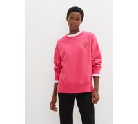 Sweatshirt BONPRIX, Damen, Gr. 48/50 (XL), dunkelpink, chillirot bedruckt, Sweatware, Obermaterial: 100% Baumwolle. Bündchen: 95% Baumwolle, 5% Elasthan, unifarben, oversize hüftbedeckend, Rundhals, R