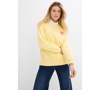 Sweatshirt BONPRIX, Damen, Gr. 52/54 (XXL), hellgelb, helllachs, Sweatware, Obermaterial: 100% Baumwolle. Bündchen: 95% Baumwolle, 5% Elasthan, unifarben, oversize hüftbedeckend, Rundhals, Rippbündche