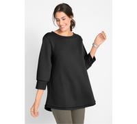Sweatshirt BONPRIX, Damen, Gr. 52/54 (XXL), schwarz, Sweatware, Obermaterial: 75% Polyester, 25% Viskose. Bündchen: 58% Polyester, 32% Baumwolle, 10% Elasthan, bequem ca. Mitte Oberschenkel, Rundhals,