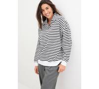 Sweatshirt BONPRIX, Damen, Gr. 52/54 (XXL), schwarz-weiß (weiß, schwarz gestreift), Obermaterial: 100% Baumwolle, oversize, Sweatshirts Sweatshirt, Oversize-Passform, mit Rippeinsatz, casual (60050264