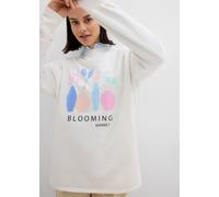 Sweatshirt BONPRIX, Damen, Gr. 56/58 (XXXL), wollweiß bedruckt, Sweatware, Obermaterial: 60% Baumwolle, 40% Polyester, bedruckt, unifarben, oversize Po-bedeckend, Rundhals, Rippbündchen, Sweatshirts S