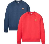 Sweatshirt BONPRIX, Herren, Gr. 64 (3XL), blau (dunkelblau, rot), Obermaterial: 60% Baumwolle, 40% Polyester, unifarben, regular fit, Rundhals, Sweatshirts Sweatshirt, Regular Fit, unifarben, aus Baum