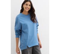 Sweatshirt BONPRIX "Oversize-Sweatshirt", Damen, Gr. 44/46 (L), blau (wellenblau), Sweatware, Obermaterial: 60% Baumwolle, 40% Polyester, lässig geschnitten hüftbedeckend, Rundhals, angesetztes Bündch