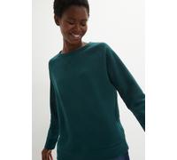 Sweatshirt BONPRIX "Sweatshirt", Damen, Gr. 36/38 (S), blau (petrolgrün), Sweatware, Obermaterial: 60% Baumwolle, 40% Polyester, unifarben, bequem normal, Rundhals, Bündchen, Sweatshirts Sweatshirt, k