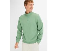 Sweatshirt BONPRIX "Sweatshirt mit Troyerkragen", Damen, Gr. 52/54 (L), grün (piniengrün), Obermaterial: 60% Baumwolle, 40% Polyester, unifarben, regular fit, Sweatshirts Sweatshirt, mit Stehkragen, m