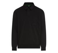 Sweatshirt BOSS GREEN, Herren, Gr. M, schwarz001, Sweatware, Obermaterial: 88% Baumwolle, 12% Polyester, unifarben, relaxed fit normal, Rundhals, Bündchen, Sweatshirts Sweatshirt, Polokragen und verde