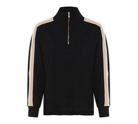 Sweatshirt BOSS "Mirage", Damen, Gr. S, schwarz (schwarz 001), Sweatware, Obermaterial: 49% Modal, 43% Polyester, 8% Elasthan, normal, Bündchen, Sweatshirts Sweatshirt, mit kontrastierenden Streifen (