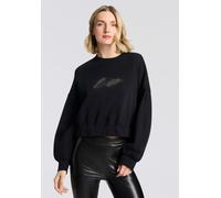 Sweatshirt BOSS ORANGE "Easton Premium Damenmode", Damen, Gr. L (40), schwarz (schwarz 001), Sweatware, Obermaterial: 100% Baumwolle, Glitzermuster, unifarben, normal, Rundhals, Rippbündchen, Sweatshi