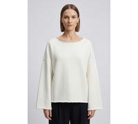 Sweatshirt BOSS ORANGE "Enely Premium Damenmode", Damen, Gr. M (38), open weiß 118, Sweatware, Obermaterial: 85% Baumwolle, 13% Polyamid, 2% Elasthan, unifarben, relaxed fit normal, Rundhals, weit off