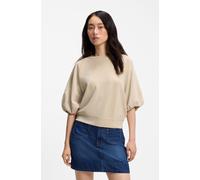 Sweatshirt BOSS ORANGE "Etami Premium Damenmode", Damen, Gr. M, open beige 287, Sweatware, Obermaterial: 52% Modal, 46% Polyester, 2% Elasthan, unifarben, oversize normal, Rundhals, Raglanärmel elasti