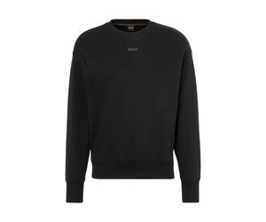 Sweatshirt BOSS ORANGE "Eteia Premium Damenmode", Damen, Gr. M, schwarz (schwarz 001), Strick, Obermaterial: 100% Baumwolle, unifarben, oversize, Rundhals, Bündchen, Sweatshirts Sweatshirt, oversized,