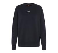 Sweatshirt BOSS ORANGE "Eteia Premium Damenmode", Damen, Gr. XL, dunkelblau 408, Strick, Obermaterial: 100% Baumwolle, unifarben, oversize, Rundhals, Bündchen, Sweatshirts Sweatshirt, oversized, Rundh