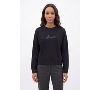 Sweatshirt BOSS ORANGE "Ever Premium Damenmode", Damen, Gr. M, schwarz (schwarz 002), Sweatware, Obermaterial: 100% Baumwolle, unifarben, oversize hüftlang, Rundhals, Rippbündchen, Sweatshirts Sweatsh