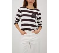 Monari Sweatshirt mit Streifen – dark chocolate Ringel – Größe 40