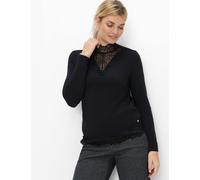 Sweatshirt BRAX "Style CARINA L", Damen, Gr. 46, schwarz, 47% Baumwolle, 47% Modal, 6% Elasthan, Sweatshirts Sweatshirt, Jersey: Langarmshirt im Baumwollmix (22354762-46) schwarz