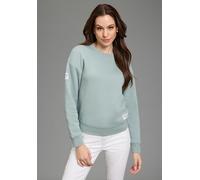 Sweatshirt BRUNO BANANI, Damen, Gr. 44/46, salbei, angeraute Sweatware, Obermaterial: 70% Baumwolle, 30% Polyester, unifarben, lässig geschnitten hüftlang, Rundhals, Rippbündchen, Sweatshirts Sweatshi