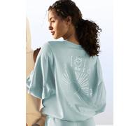 Sweatshirt BUFFALO, Damen, Gr. 48/50, blau (mint), Sweatware, Obermaterial: 60% Baumwolle, 40% Polyester, bedruckt, unifarben, loose fit hüftlang, Rundhals, Rippbündchen, Sweatshirts Sweatshirt, Loung