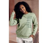 Sweatshirt BUFFALO "- Loungeshirt", Damen, Gr. 32/34, grün (jade), angeraute Sweatware, Obermaterial: 60% Baumwolle, 40% Polyester, unifarben, bequem hüftlang, Rundhals, Rippbündchen, Sweatshirts Swea