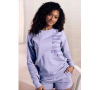 Sweatshirt BUFFALO, Damen, Gr. 32/34, lila (lavendel), angeraute Sweatware, Obermaterial: 60% Baumwolle, 40% Polyester, unifarben, casual, bequem lang, Rundhals, Langarm Rippbündchen, Sweatshirts, mit
