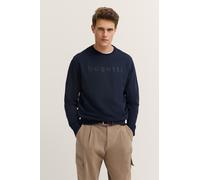 Sweatshirt BUGATTI "3D-Logo-Print", Herren, Gr. L, 390, marine, Sweatware, 87% Baumwolle, 13% Polyester, unifarben, normal, Rundhals, Rippbündchen, Sweatshirts, im Modern Fit aus einem Baumwollmix (85