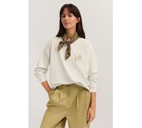 Sweatshirt BUGATTI "mit Print", Damen, Gr. XXL, 20, ecru, Sweatware, 95% Baumwolle, 5% Elasthan, unifarben, normal, Rundhals, Sweatshirts Sweatshirt, aus elastischer Baumwollqualität (11007913-XXL) 20