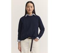 Sweatshirt BUGATTI "Modern Fit", Damen, Gr. S, 390, marine, 51% Viskose, 43% Polyester, 6% Elasthan, unifarben, normal, Rundhals, Sweatshirts Sweatshirt, Modern Fit Cozy Touch Rundhals (96126703-S) 39