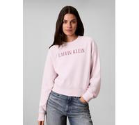 Sweatshirt CALVIN KLEIN JEANS, Damen, Gr. L, rosa (crystal blush), Sweatware, Obermaterial: 90% Baumwolle, 10% Polyester, unifarben, regular fit taillenbedeckt, Rundhals, eingesetzt Bündchen, Sweatshi