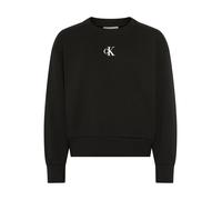 Sweatshirt CALVIN KLEIN JEANS "CK LOGO FASHION SWEATSHIRT", Mädchen, Gr. 16 (176), pvh schwarz, Sweatware, Obermaterial: 100% Baumwolle, unifarben, regular fit normal, Rundhals, eingesetzt Bündchen, S