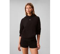 Sweatshirt CALVIN KLEIN JEANS, Damen, Gr. M (40), schwarz, Sweatware, Obermaterial: 100% Baumwolle, unifarben, regular fit hüftlang, Rundhals, Bündchen, Sweatshirts Sweatshirt, mit Kapuze, regular fit