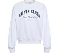 Sweatshirt CALVIN KLEIN JEANS, Damen, Gr. XL (44), hellweiß, Sweatware, Obermaterial: 100% Baumwolle, unifarben, klassisch normal, Rundhals, eingesetzt Rippbündchen, Sweatshirts Sweatshirt, Regular fi
