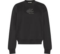 Sweatshirt CALVIN KLEIN JEANS "FOIL CREW SWEATSHIRT", Damen, Gr. XS (36), schwarz, Sweatware, Obermaterial: 100% Baumwolle, unifarben, regular fit normal, Rundhals, eingesetzt Rippbündchen, Sweatshirt