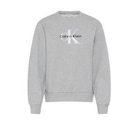 Sweatshirt CALVIN KLEIN JEANS "FRENCH TERRY MONOLOGO CREW", Damen, Gr. M, heroic grau heather, Sweatware, Obermaterial: 100% Baumwolle, meliert, regular fit taillenbedeckt, Rundhals, eingesetzt Rippbü